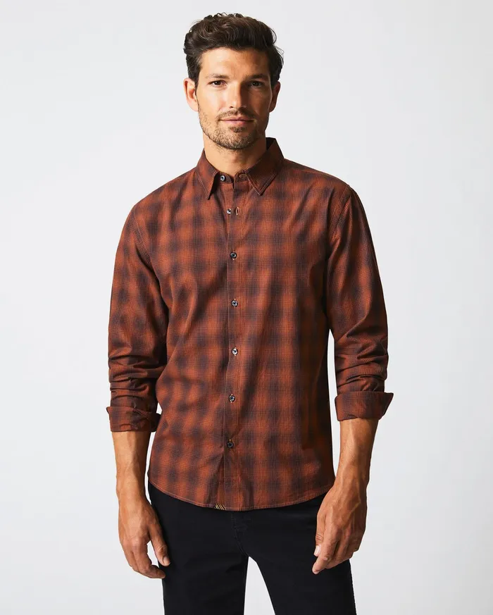 Men Shadow Plaid Tuscumbia Shirt Blackrust Billy Reid Shirting