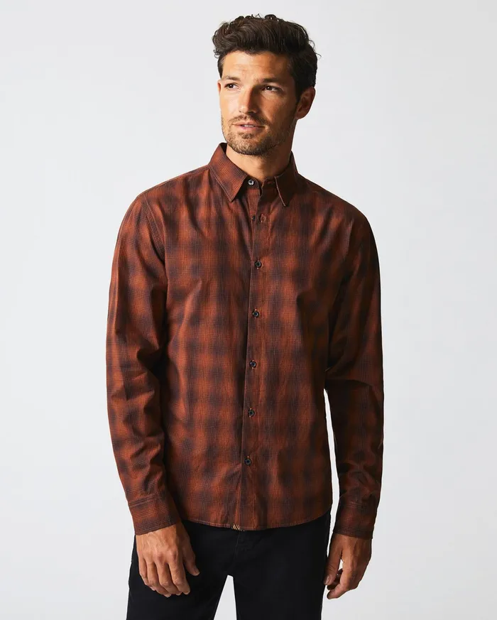 Men Shadow Plaid Tuscumbia Shirt Blackrust Billy Reid Shirting