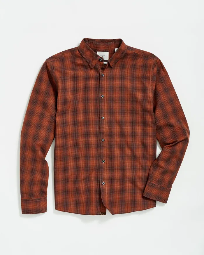 Men Shadow Plaid Tuscumbia Shirt Blackrust Billy Reid Shirting