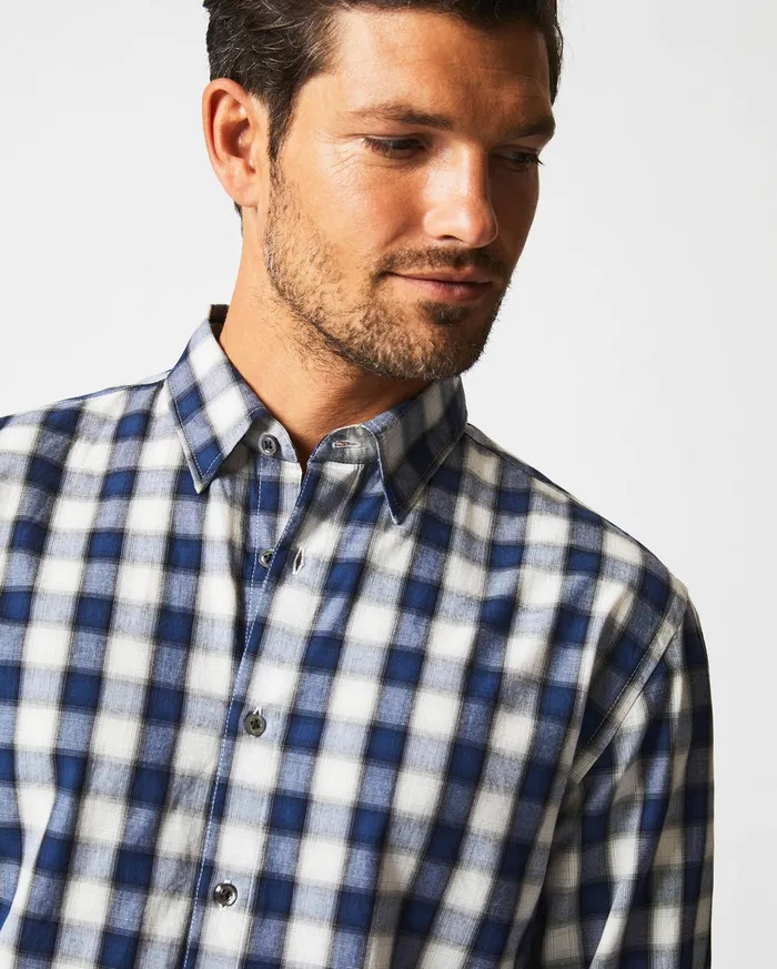 Men Shadow Plaid Tuscumbia Shirt Hidden Bd Bluenatural Billy Reid Shirting