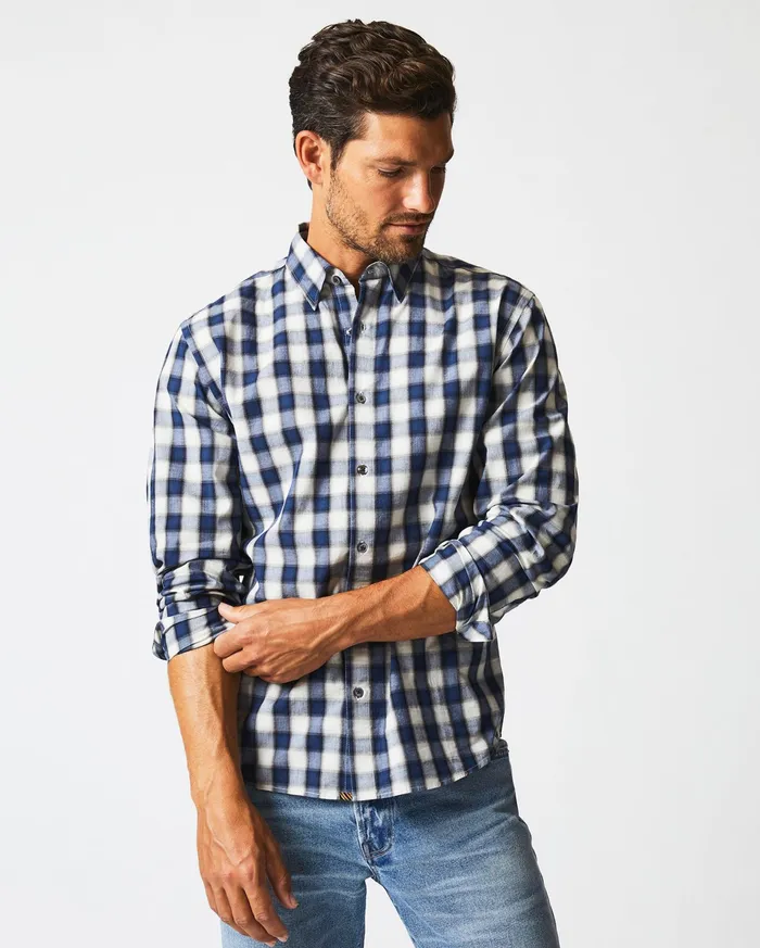 Men Shadow Plaid Tuscumbia Shirt Hidden Bd Bluenatural Billy Reid Shirting