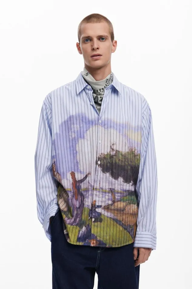 Men Shirts Desigual Landscape Print Shirt