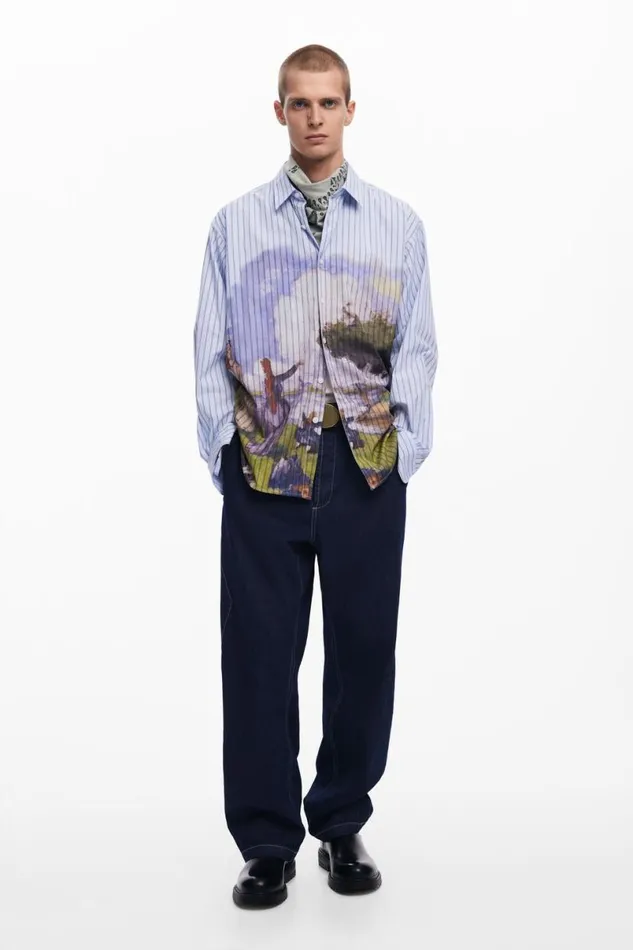 Men Shirts Desigual Landscape Print Shirt