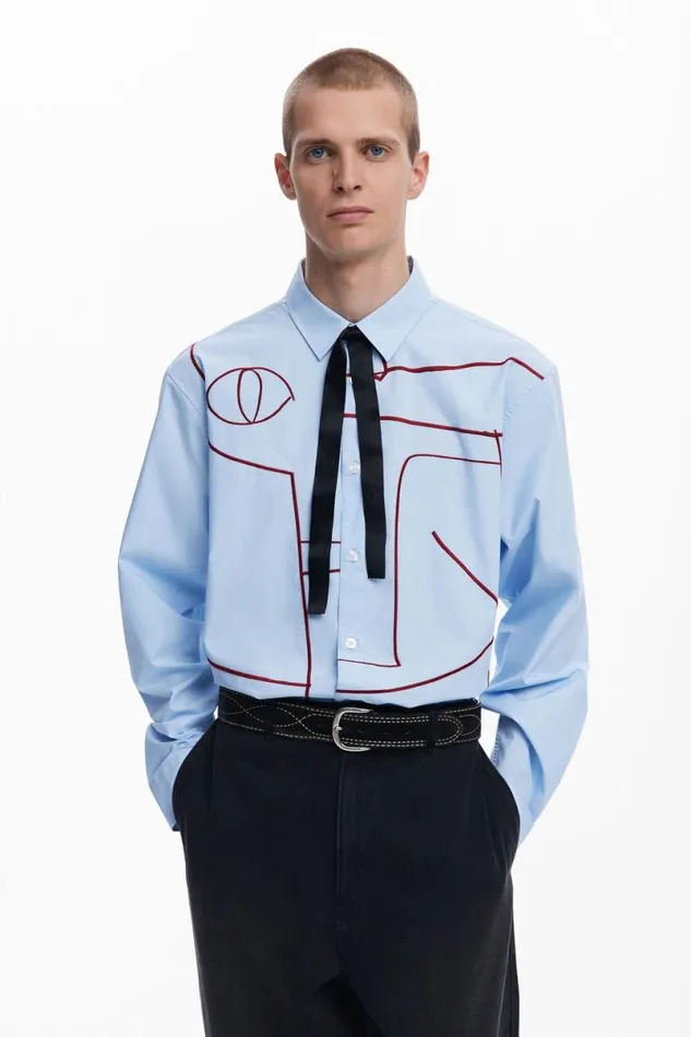 Men Shirts Desigual Shirt With Abstract Embroidery