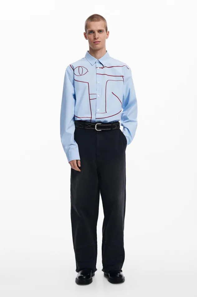 Men Shirts Desigual Shirt With Abstract Embroidery
