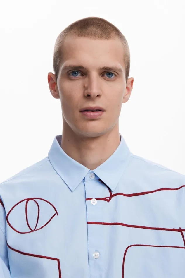 Men Shirts Desigual Shirt With Abstract Embroidery