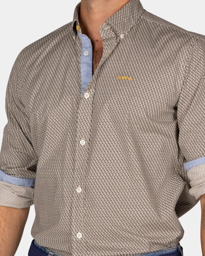 Men Shirts NZA New Zealand Auckland Brown Cotton Shirt With Pattern 8211 Dark Mocca Men Shirts NZA New Zealand Auckland Brown Cotton Shirt With Pattern 8211 Dark Mocca