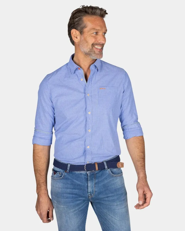 Men Shirts NZA New Zealand Auckland Finely Striped Light Blue Shirt 8211 Light Blue
