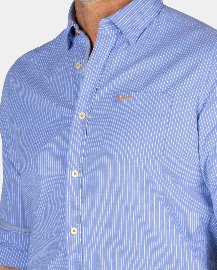 Men Shirts NZA New Zealand Auckland Finely Striped Light Blue Shirt 8211 Light Blue