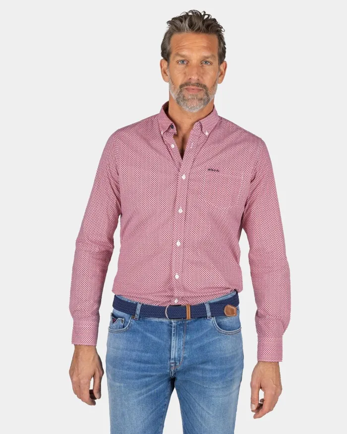 Men Shirts NZA New Zealand Auckland Red Cotton Shirt With Elastane 8211 Reef Red