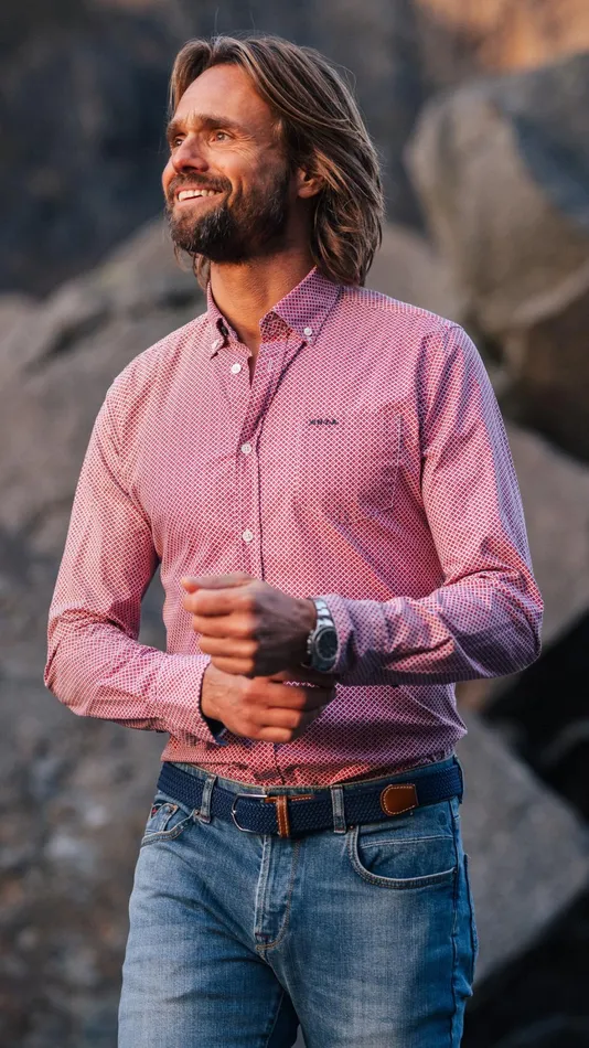 Men Shirts NZA New Zealand Auckland Red Cotton Shirt With Elastane 8211 Reef Red Men Shirts NZA New Zealand Auckland Red Cotton Shirt With Elastane 8211 Reef Red