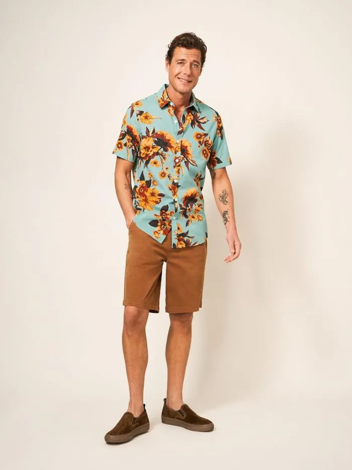 Men SHIRTS White Stuff Floral Printed Slim Fit Shirt Mint Green
