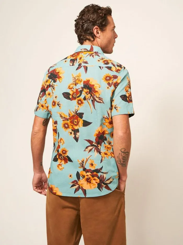 Men SHIRTS White Stuff Floral Printed Slim Fit Shirt Mint Green Men SHIRTS White Stuff Floral Printed Slim Fit Shirt Mint Green