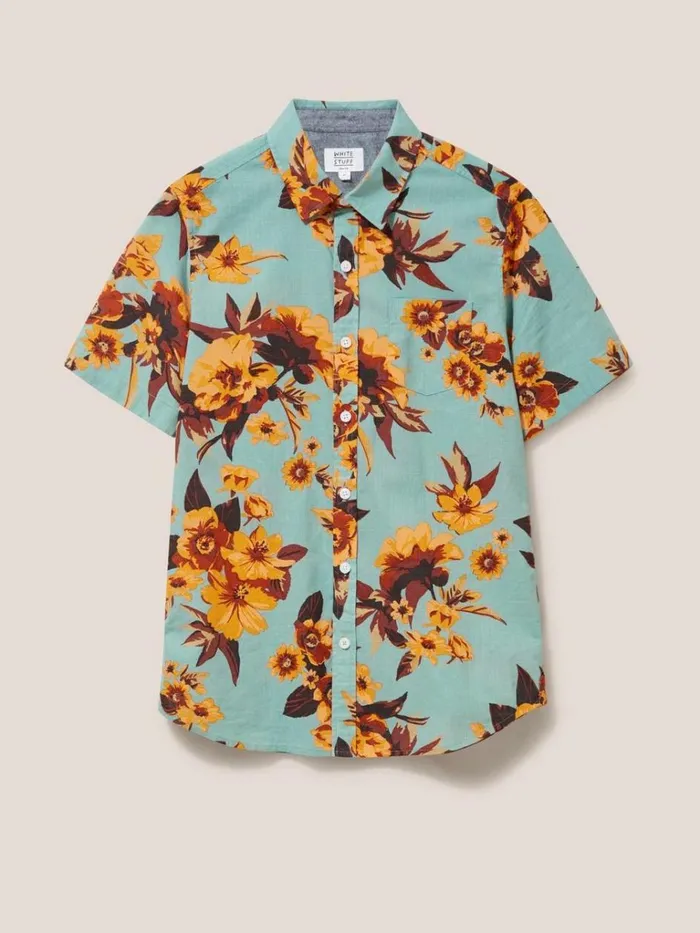 Men SHIRTS White Stuff Floral Printed Slim Fit Shirt Mint Green Men SHIRTS White Stuff Floral Printed Slim Fit Shirt Mint Green