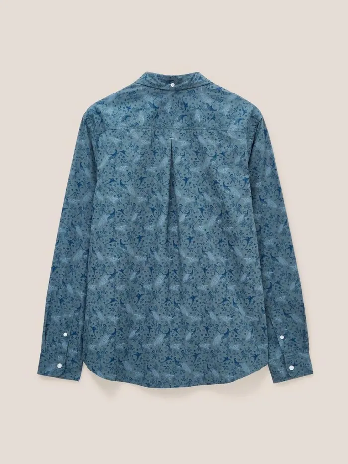 Men SHIRTS White Stuff Peacock Printed Classic Shirt Blue Print Men SHIRTS White Stuff Peacock Printed Classic Shirt Blue Print