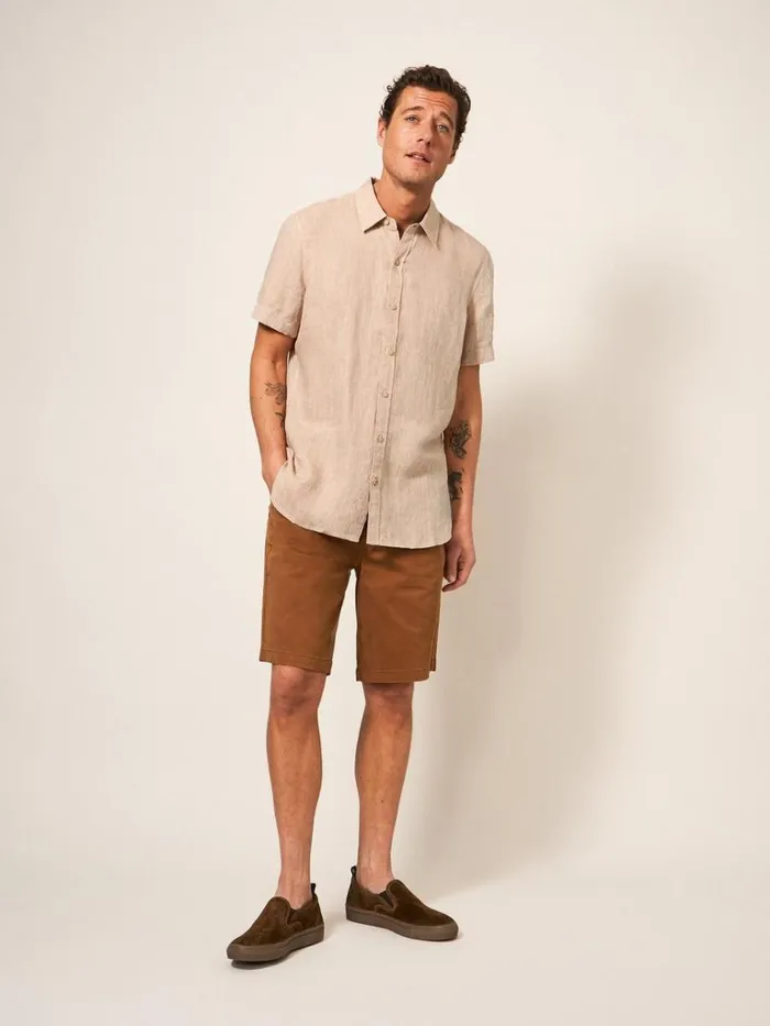 Men SHIRTS White Stuff Pembroke SS Linen Shirt Dusty Pink