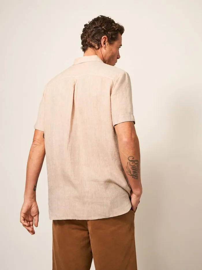 Men SHIRTS White Stuff Pembroke SS Linen Shirt Dusty Pink