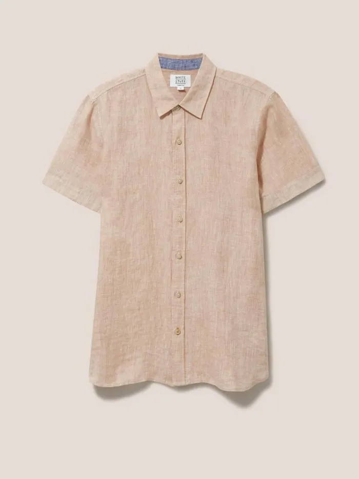Men SHIRTS White Stuff Pembroke SS Linen Shirt Dusty Pink