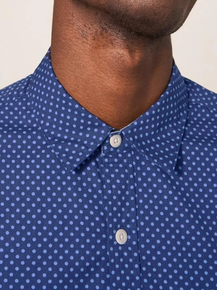 Men SHIRTS White Stuff Polka Dot Printed Shirt Indigo Blue