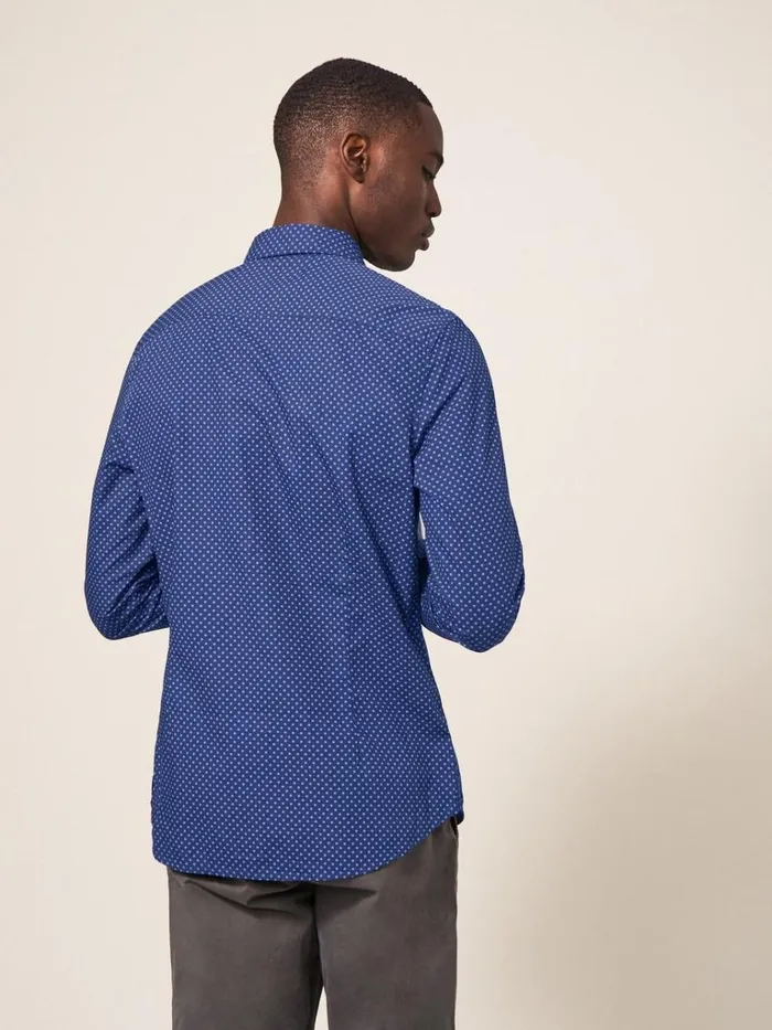 Men SHIRTS White Stuff Polka Dot Printed Shirt Indigo Blue Men SHIRTS White Stuff Polka Dot Printed Shirt Indigo Blue