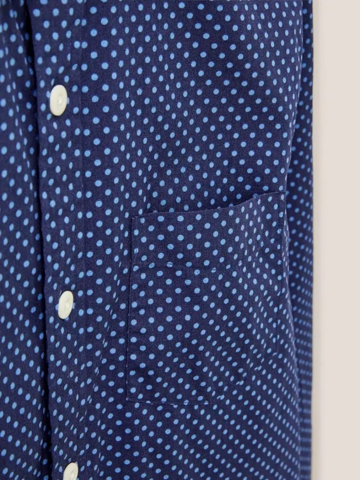 Men SHIRTS White Stuff Polka Dot Printed Shirt Indigo Blue Men SHIRTS White Stuff Polka Dot Printed Shirt Indigo Blue