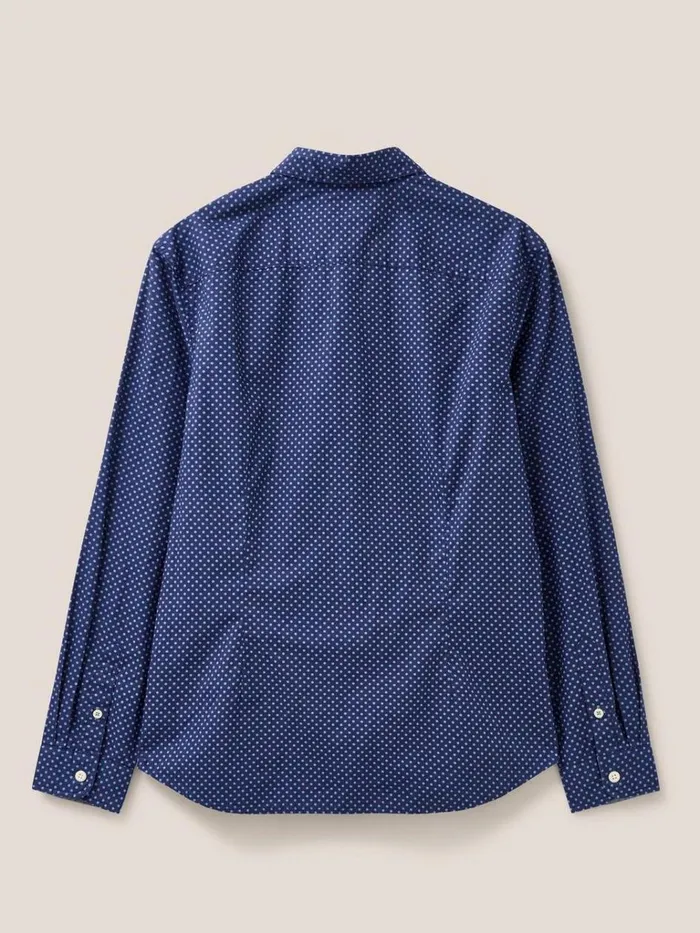 Men SHIRTS White Stuff Polka Dot Printed Shirt Indigo Blue Men SHIRTS White Stuff Polka Dot Printed Shirt Indigo Blue