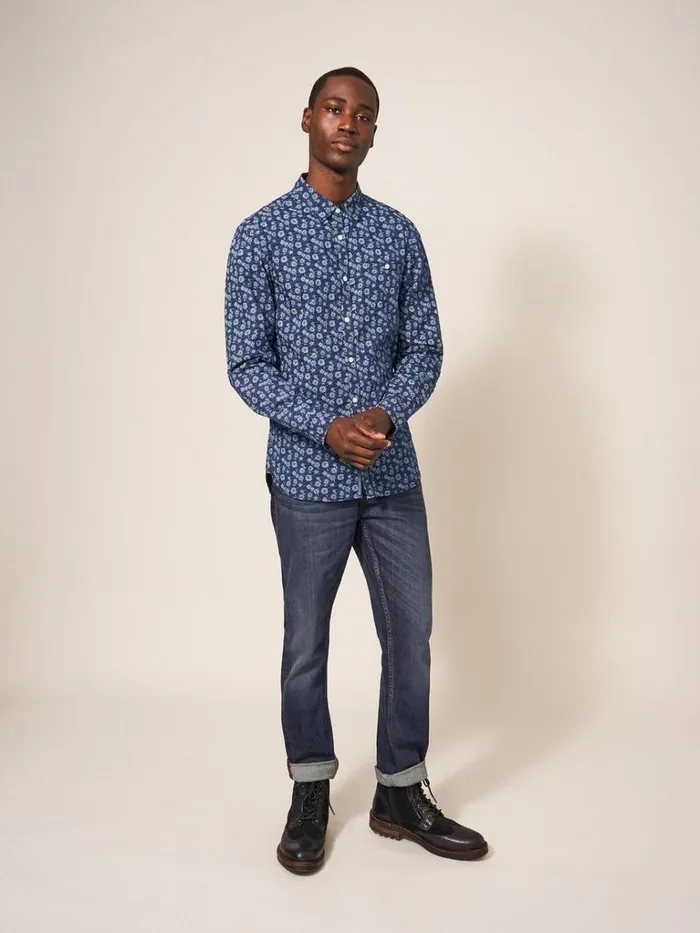 Men SHIRTS White Stuff Scattered Flower Printed Shirt Dark Navy Men SHIRTS White Stuff Scattered Flower Printed Shirt Dark Navy