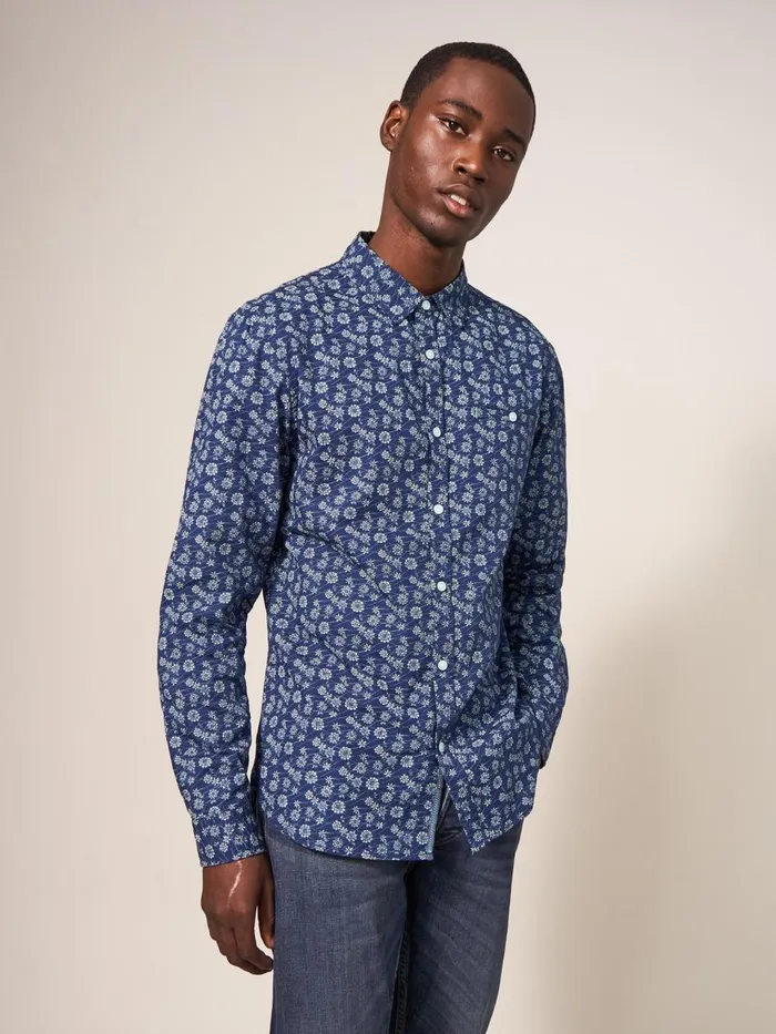 Men SHIRTS White Stuff Scattered Flower Printed Shirt Dark Navy Men SHIRTS White Stuff Scattered Flower Printed Shirt Dark Navy