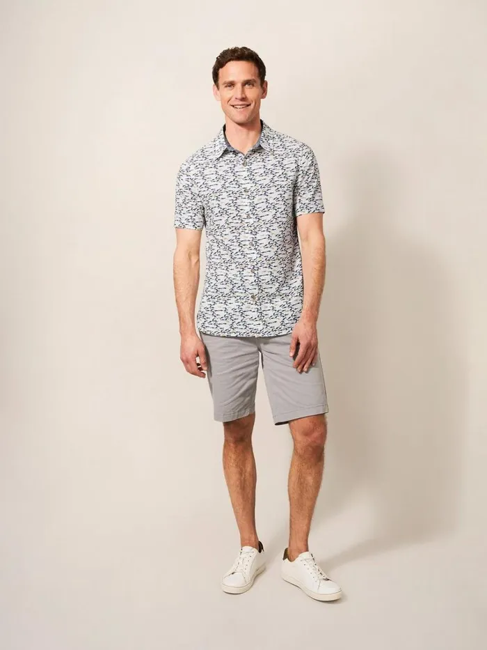 Men SHIRTS White Stuff Shark Printed Shirt White Multi