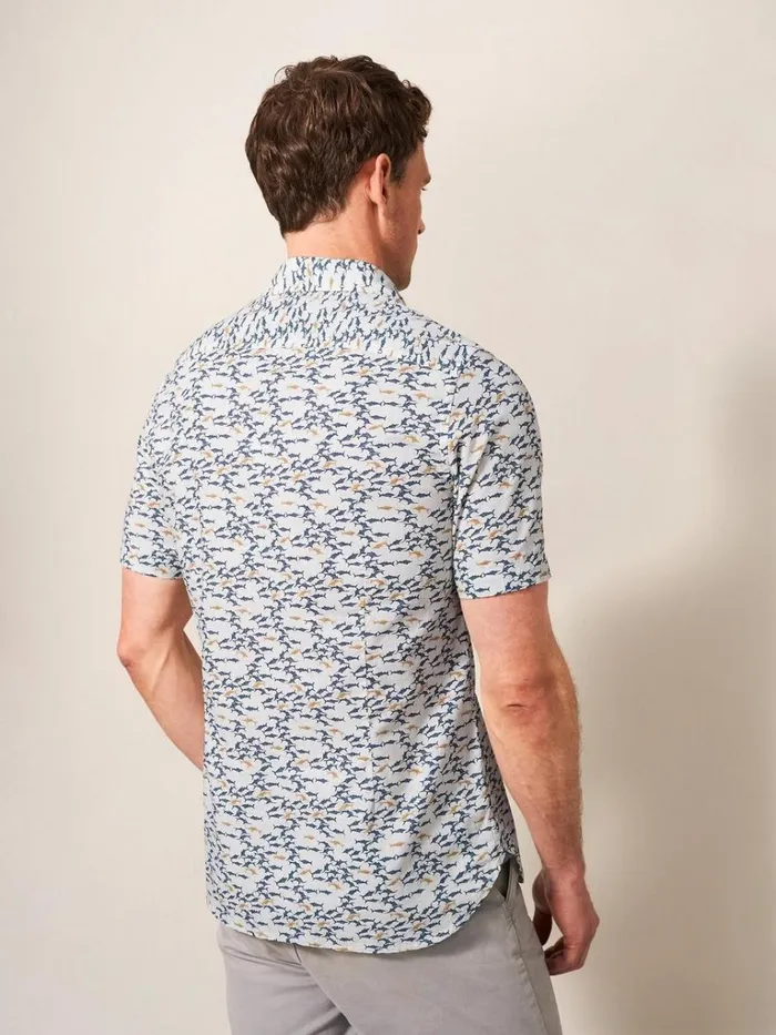 Men SHIRTS White Stuff Shark Printed Shirt White Multi