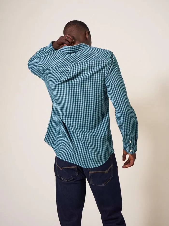 Men SHIRTS White Stuff Westlake Gingham Shirt Mint Green