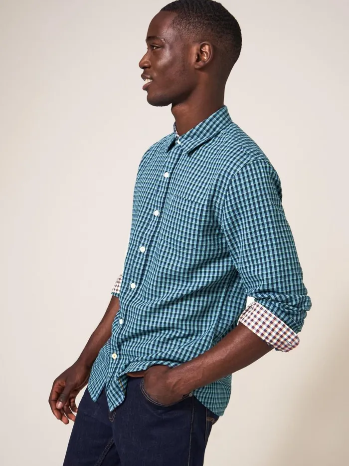 Men SHIRTS White Stuff Westlake Gingham Shirt Mint Green