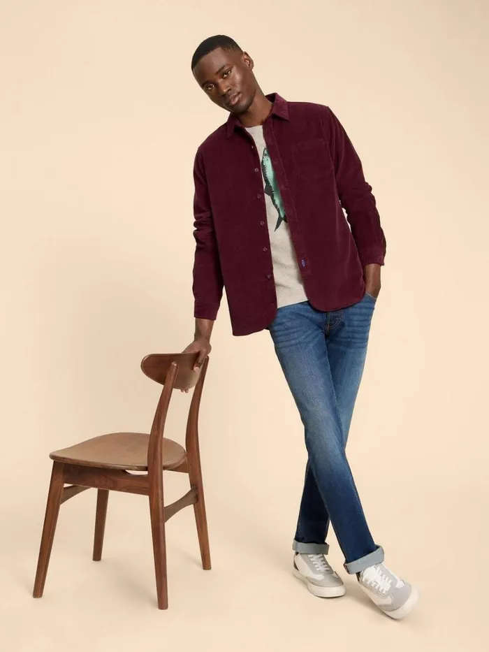 Men SHIRTS White Stuff Whitwick Cord Shirt Dk Red