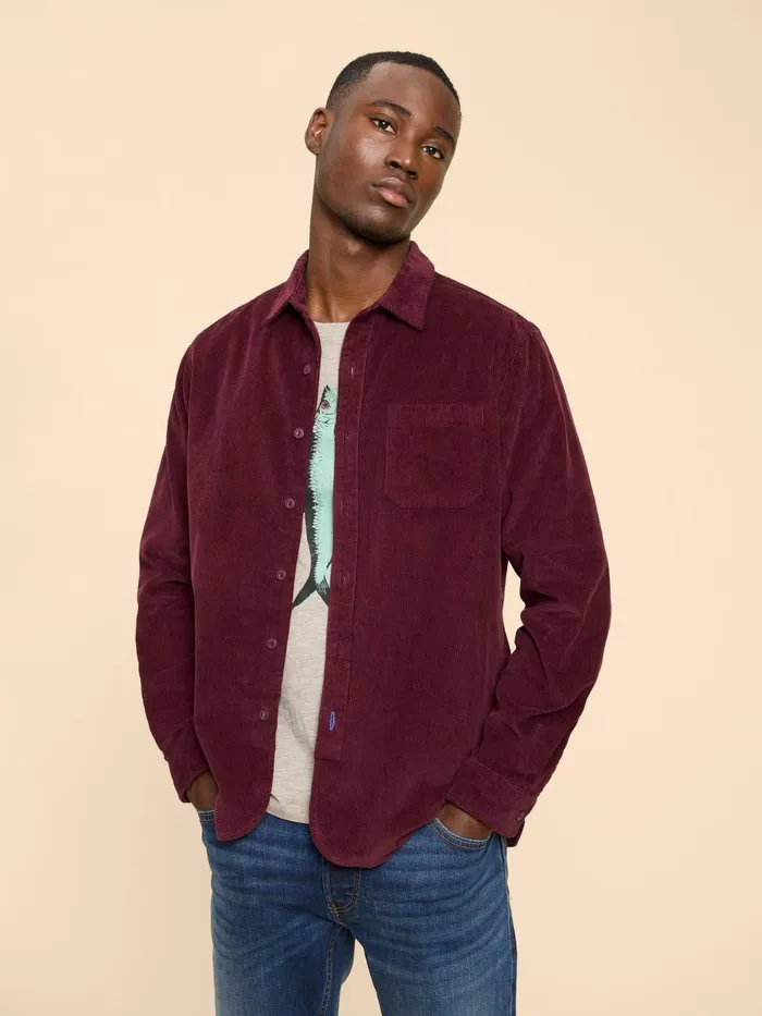 Men SHIRTS White Stuff Whitwick Cord Shirt Dk Red