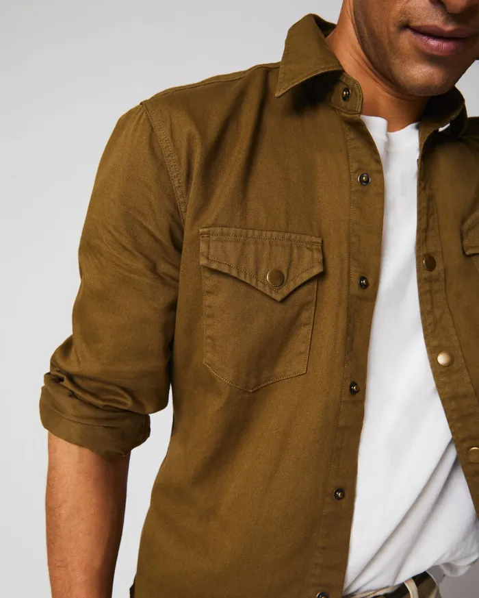 Men Shoals Twill Shirt Slate Green Billy Reid Shirting