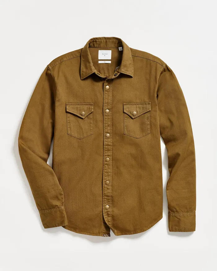 Men Shoals Twill Shirt Slate Green Billy Reid Shirting