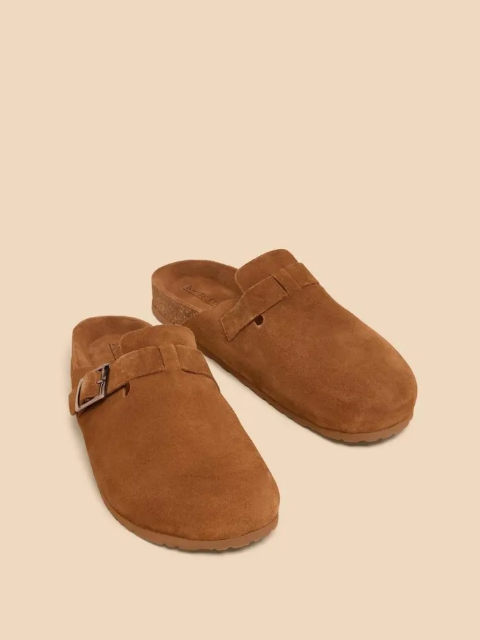 Men SHOES White Stuff Freddy Suede Slip On Footbed Mid Tan