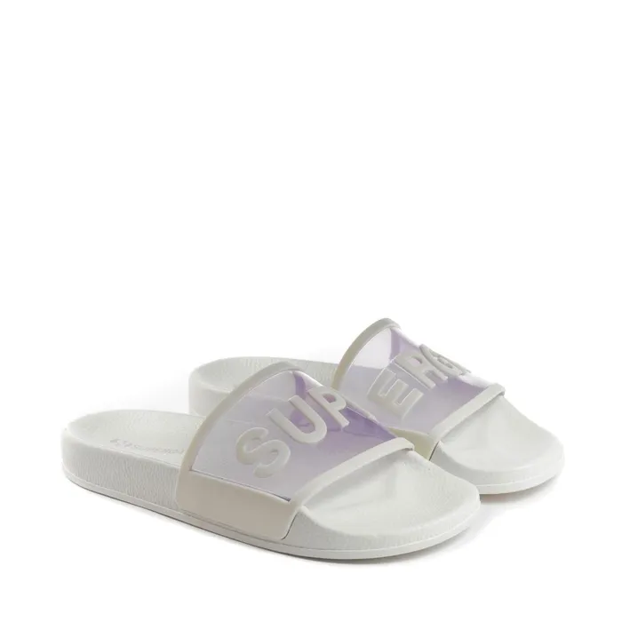 Men Slippers Unisex 1908 SLIDES CLEAR IDENTITY SLIDE WHITE AVORIOVIOLET LILLA Superga Slippers