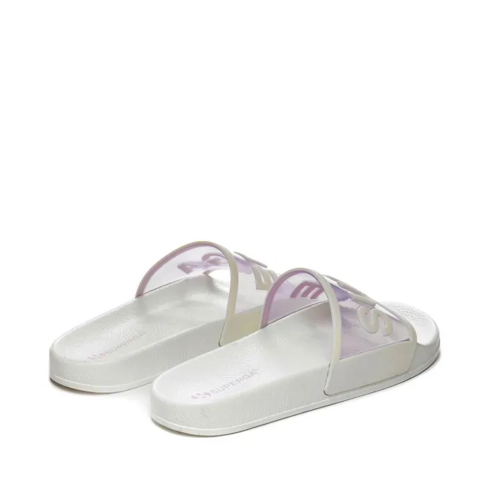 Men Slippers Unisex 1908 SLIDES CLEAR IDENTITY SLIDE WHITE AVORIOVIOLET LILLA Superga Slippers