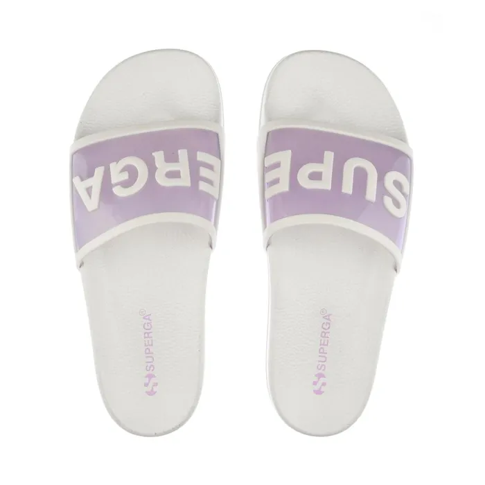 Men Slippers Unisex 1908 SLIDES CLEAR IDENTITY SLIDE WHITE AVORIOVIOLET LILLA Superga Slippers