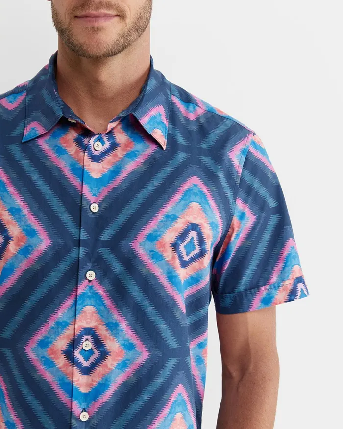 Men Sportscraft Shirts Alf Short Sleeve Liberty Shirt Navy Multi