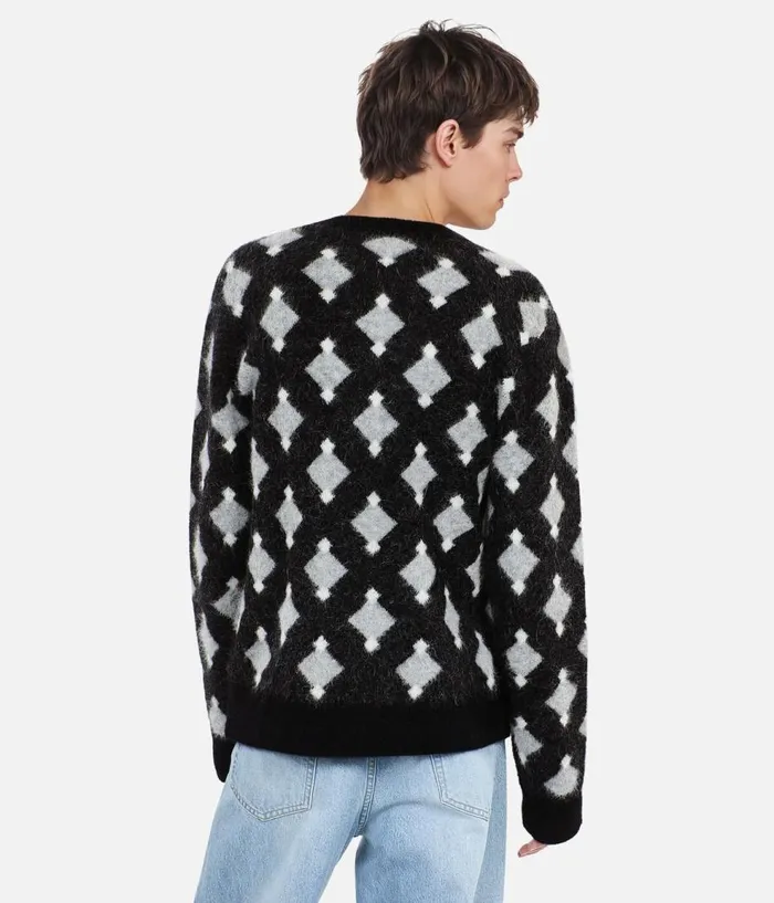 Men Sweaters THE KOOPLES Black And Grey Wool And Alpaca Diamond Sweater