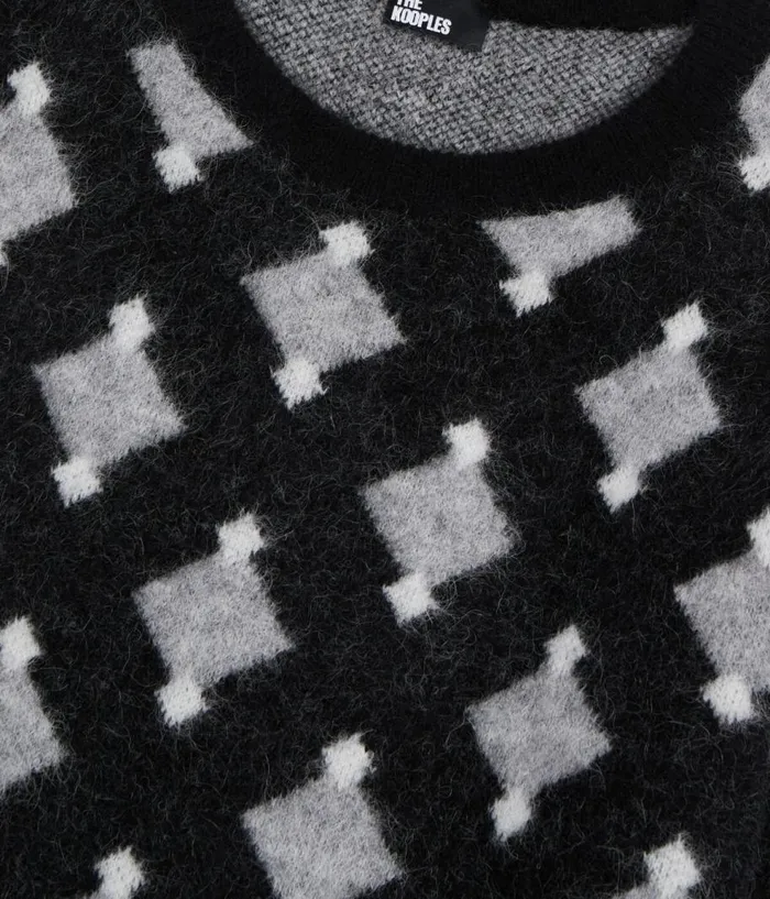 Men Sweaters THE KOOPLES Black And Grey Wool And Alpaca Diamond Sweater