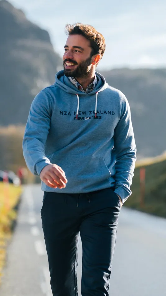 Men Sweatshirts NZA New Zealand Auckland Blue Hoodie With Nza Logo 8211 Brave Blue
