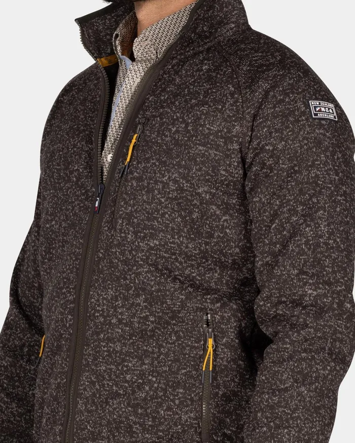 Men Sweatshirts NZA New Zealand Auckland Dark Brown Fleece Cardigan 8211 Dark Mocca