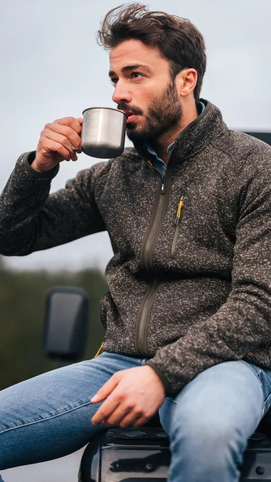 Men Sweatshirts NZA New Zealand Auckland Dark Brown Fleece Cardigan 8211 Dark Mocca