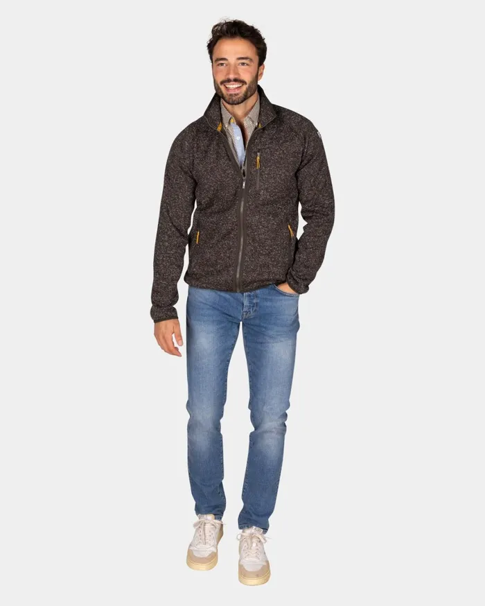 Men Sweatshirts NZA New Zealand Auckland Dark Brown Fleece Cardigan 8211 Dark Mocca