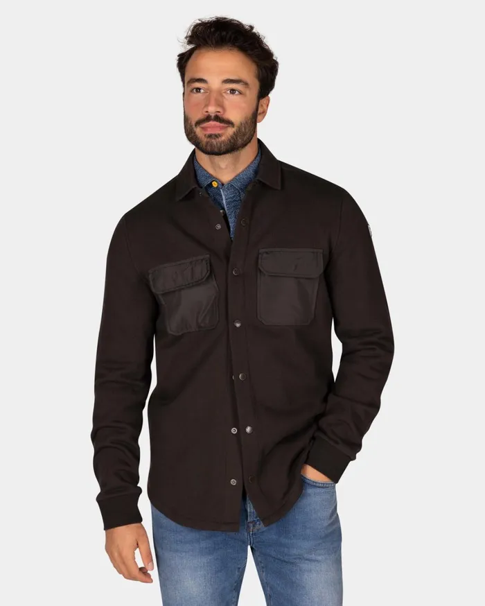 Men Sweatshirts NZA New Zealand Auckland Dark Brown Fleece Overshirt 8211 Dark Mocca