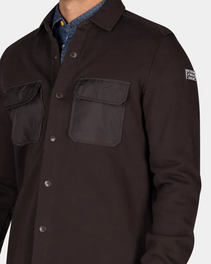 Men Sweatshirts NZA New Zealand Auckland Dark Brown Fleece Overshirt 8211 Dark Mocca