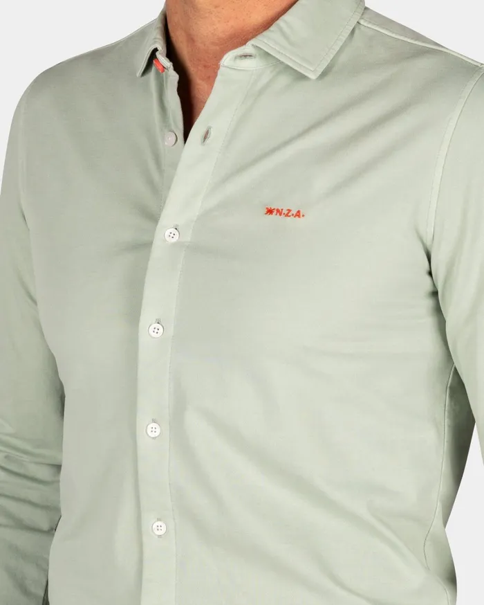 Men Sweatshirts NZA New Zealand Auckland Light Green Linen Shirt 8211 Dusty Army